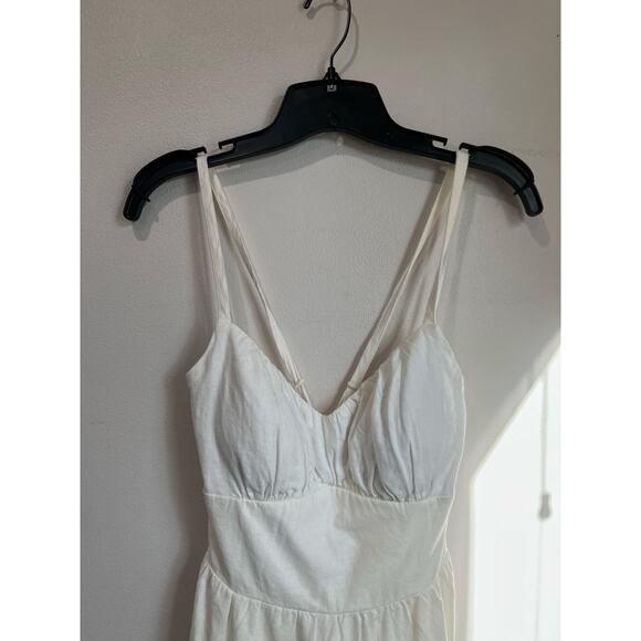 Hollister White Linen Blend Mini Dress Tiered Casual Size M - Picture 3 of 6